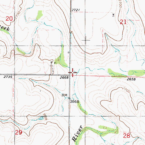 Topographic Map of Spring Brook Creek, KS