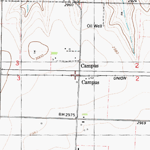 Topographic Map of Campus, KS