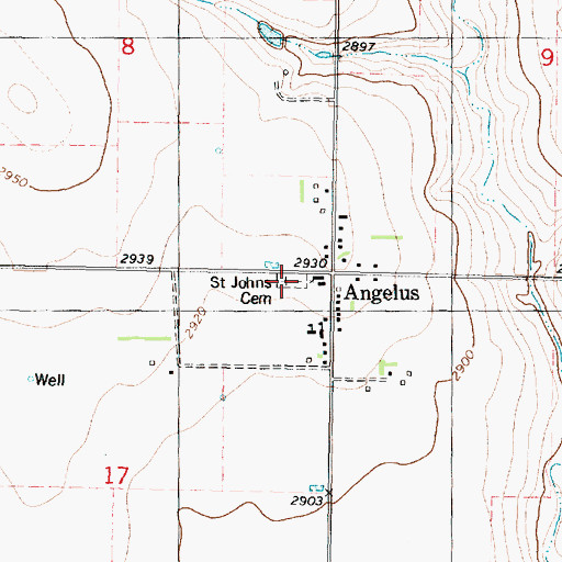 Topographic Map of Saint John Cemetery, KS