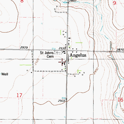 Topographic Map of Angelus School, KS