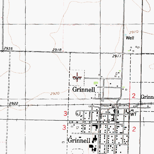 Topographic Map of Grinnell Cemetery, KS