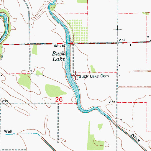 Topographic Map of Buck Lake Church, AR
