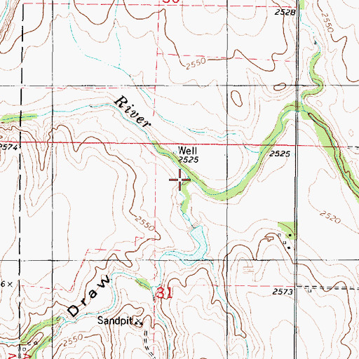 Topographic Map of Cow Draw, KS