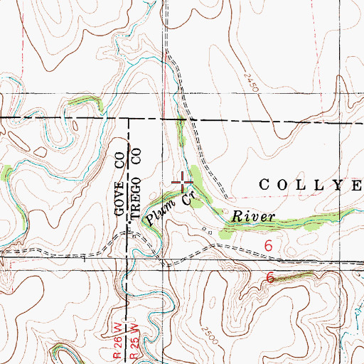 Topographic Map of Plum Creek, KS