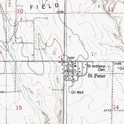 Topographic Map of Saint Peter, KS