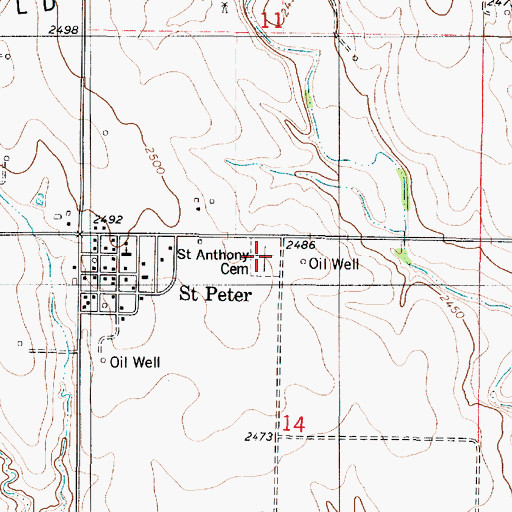 Topographic Map of Saint Anthony Cemetery, KS