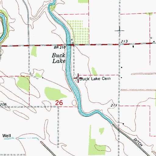 Topographic Map of Buck Lake School, AR