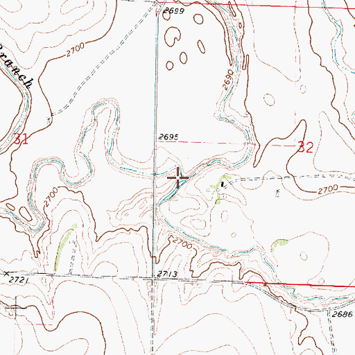 Topographic Map of Middle Branch Hackberry Creek, KS