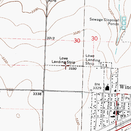 Topographic Map of Lowe Landing Strip (historical), KS