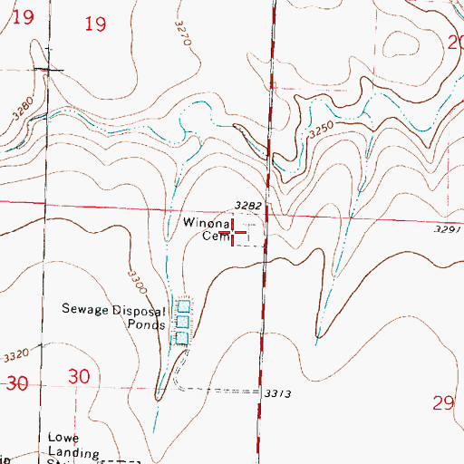 Topographic Map of Winona Cemetery, KS