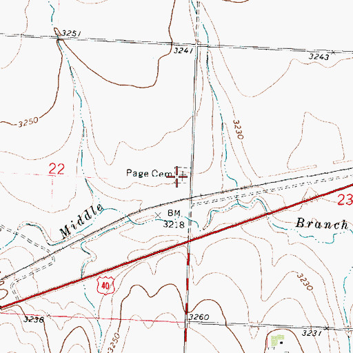 Topographic Map of Page Cemetery, KS
