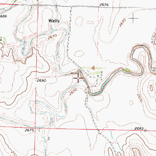 Topographic Map of South Branch Hackberry Creek, KS