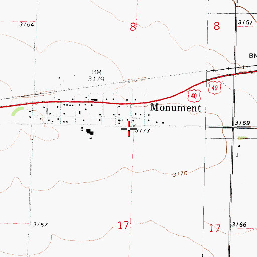 Topographic Map of Monument, KS