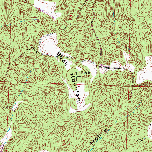 Topographic Map of Buck Mountain, AR