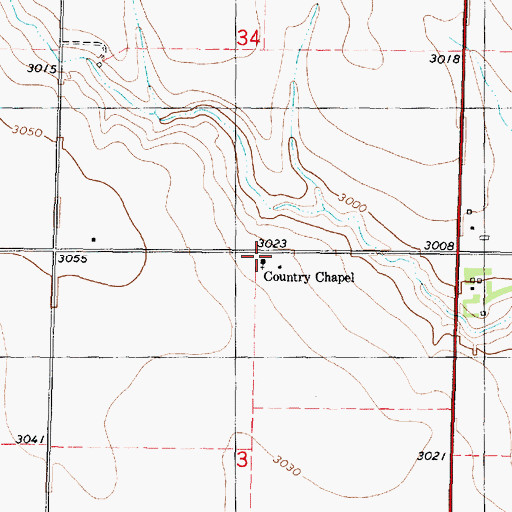 Topographic Map of Country Chapel, KS