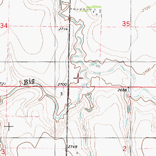 Topographic Map of North Fork Big Creek, KS