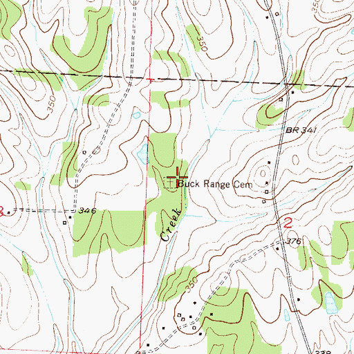 Topographic Map of Buck Range Cemetery, AR