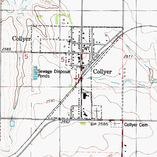 Topographic Map of Collyer, KS