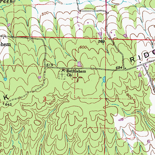 Topographic Map of Buck Ridge, AR