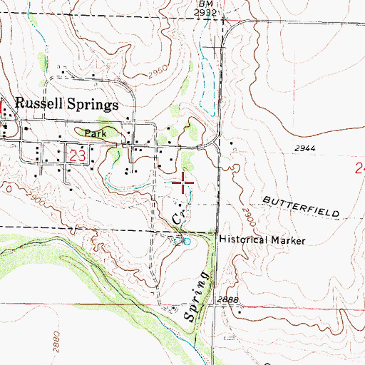 Topographic Map of West Spring Creek, KS