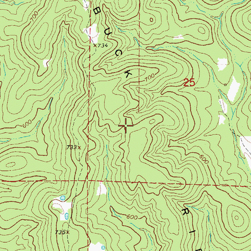 Topographic Map of Buck Ridge, AR