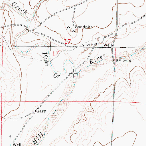 Topographic Map of Plum Creek, KS