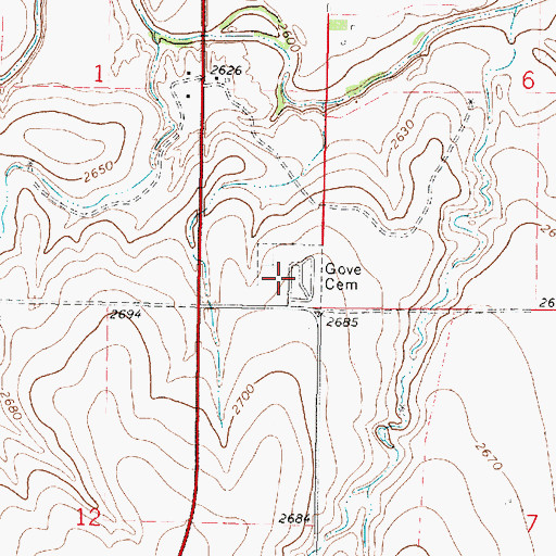 Topographic Map of Gove Cemetery, KS