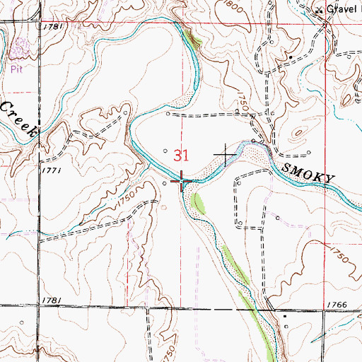 Topographic Map of Big Creek, KS