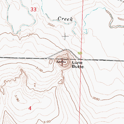 Topographic Map of Lone Butte, KS