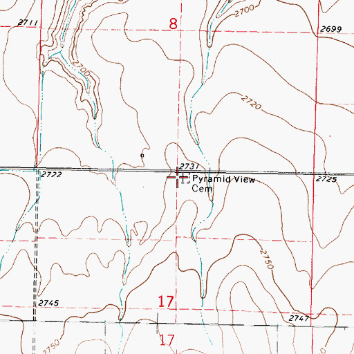 Topographic Map of Pyramid View Cemetery, KS