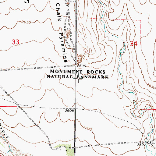 Topographic Map of Monument Rocks National Natural Landmark, KS