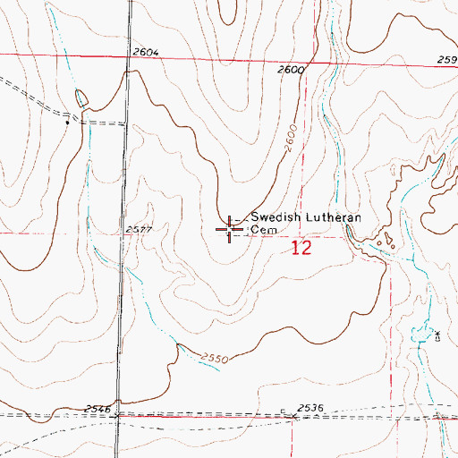 Topographic Map of Swedish Lutheran Cemetery, KS