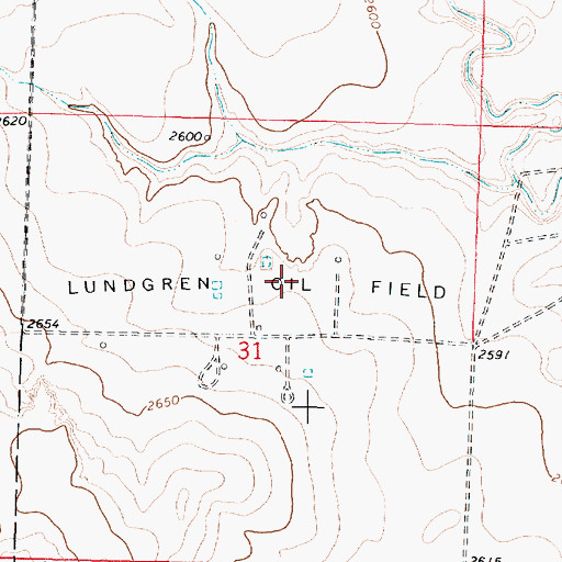 Topographic Map of Lundgren Oil Field, KS