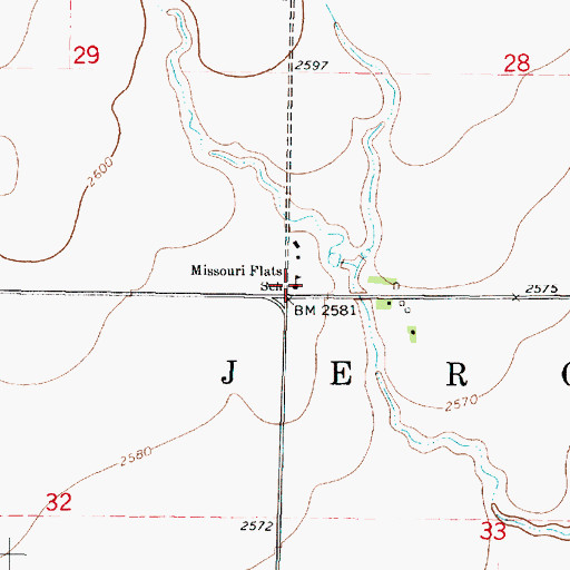 Topographic Map of Missouri Flats School (historical), KS