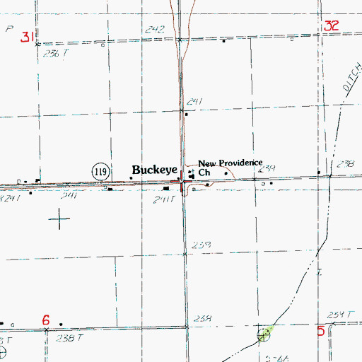 Topographic Map of Buckeye, AR