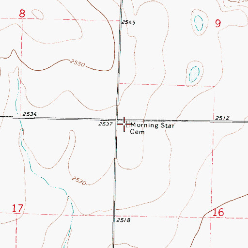 Topographic Map of Morning Star Cemetery, KS