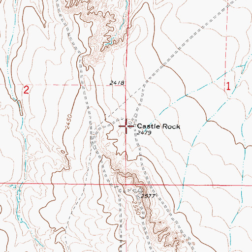Topographic Map of Castle Rock, KS