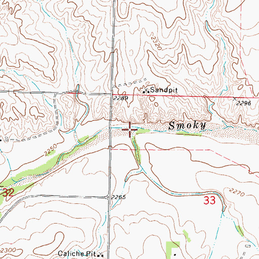Topographic Map of Wild Horse Creek, KS