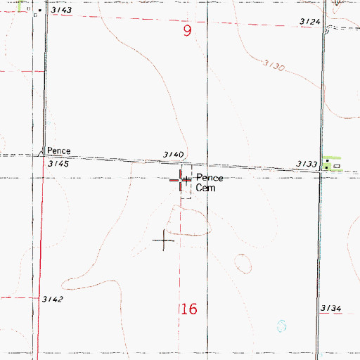 Topographic Map of Pence Cemetery, KS