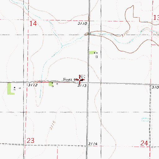 Topographic Map of Scott Church of God in Christ Mennonite Church, KS