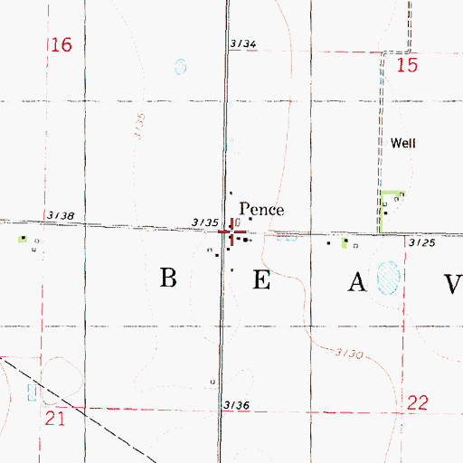 Topographic Map of Pence, KS