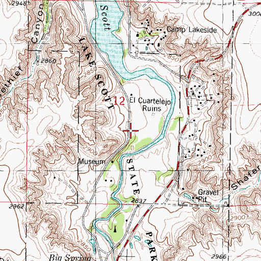 Topographic Map of Lake Scott State Park, KS