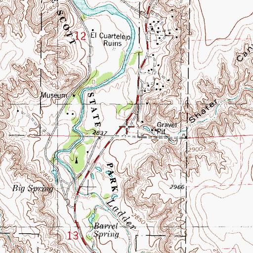 Topographic Map of Shafer Canyon, KS
