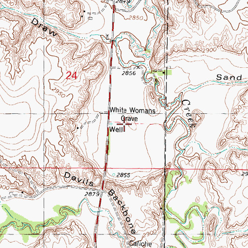 Topographic Map of White Womans Grave, KS