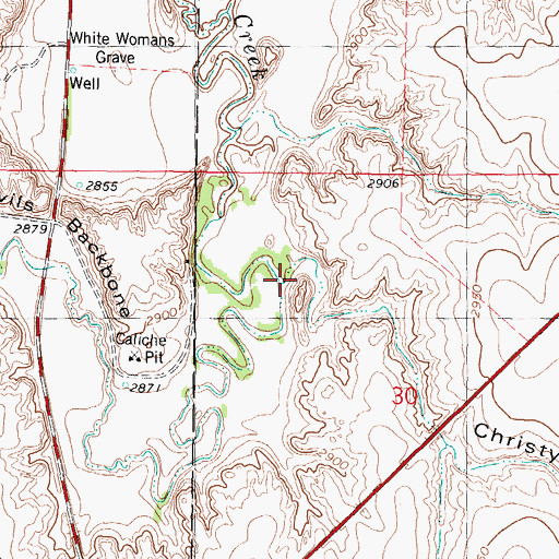 Topographic Map of Christy Canyon, KS