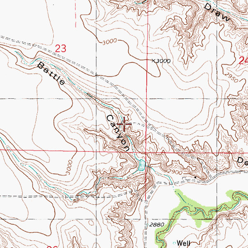 Topographic Map of Squaws Den Monument, KS