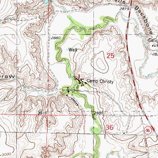 Topographic Map of Camp Christy, KS