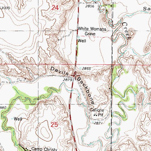Topographic Map of Devils Backbone, KS