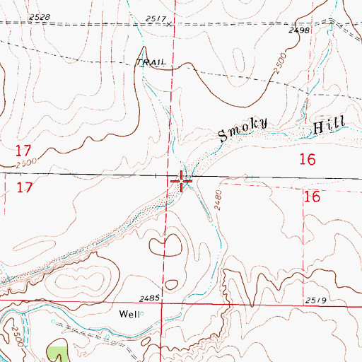 Topographic Map of Salt Creek, KS