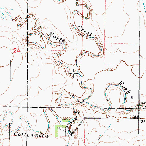 Topographic Map of Wild Horse Creek, KS